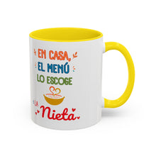 Load image into Gallery viewer, Tacita de café "En casa, el menú lo escoge la nieta". 11oz