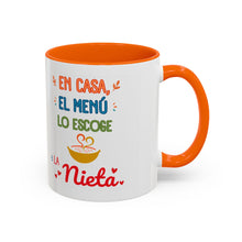 Load image into Gallery viewer, Tacita de café "En casa, el menú lo escoge la nieta". 11oz