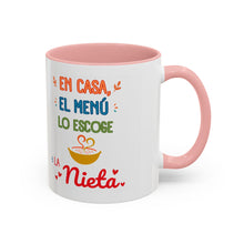 Load image into Gallery viewer, Tacita de café "En casa, el menú lo escoge la nieta". 11oz