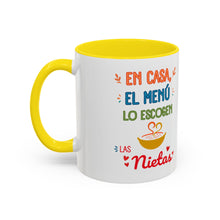 Load image into Gallery viewer, Tacita de café "En casa el menú lo escogen las Nietas". 11oz