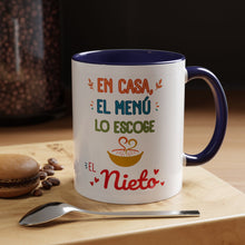 Load image into Gallery viewer, Tacita de café "En casa el menú lo escoge el Nieto". 11oz