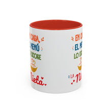 Load image into Gallery viewer, Tacita de café "En casa, el menú lo escoge la nieta". 11oz