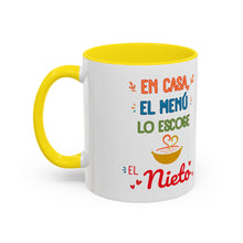 Load image into Gallery viewer, Tacita de café "En casa el menú lo escoge el Nieto". 11oz
