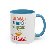 Load image into Gallery viewer, Tacita de café "En casa, el menú lo escoge la nieta". 11oz