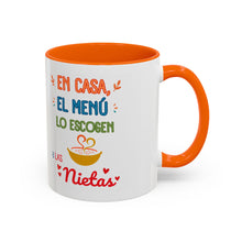 Load image into Gallery viewer, Tacita de café "En casa el menú lo escogen las Nietas". 11oz