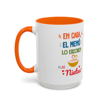 Load image into Gallery viewer, Tacita de café "En casa el menú lo escogen las Nietas". 11oz