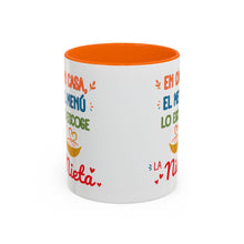 Load image into Gallery viewer, Tacita de café "En casa, el menú lo escoge la nieta". 11oz