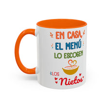 Load image into Gallery viewer, Tacita de café "En Casa, El Menú Lo Escogen Los Nietos". 11oz