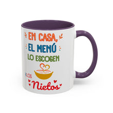 Load image into Gallery viewer, Tacita de café "En Casa, El Menú Lo Escogen Los Nietos". 11oz