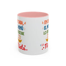 Load image into Gallery viewer, Tacita de café "En casa, el menú lo escoge la nieta". 11oz