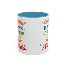 Load image into Gallery viewer, Tacita de café "En casa, el menú lo escoge la nieta". 11oz