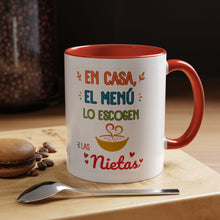 Load image into Gallery viewer, Tacita de café "En casa el menú lo escogen las Nietas". 11oz