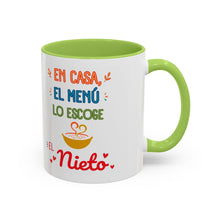 Load image into Gallery viewer, Tacita de café "En casa el menú lo escoge el Nieto". 11oz