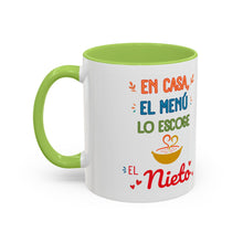Load image into Gallery viewer, Tacita de café "En casa el menú lo escoge el Nieto". 11oz