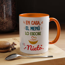 Load image into Gallery viewer, Tacita de café "En casa el menú lo escoge el Nieto". 11oz
