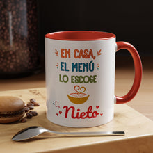 Load image into Gallery viewer, Tacita de café "En casa el menú lo escoge el Nieto". 11oz