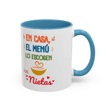 Load image into Gallery viewer, Tacita de café "En casa el menú lo escogen las Nietas". 11oz
