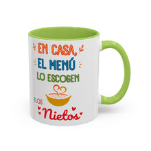 Load image into Gallery viewer, Tacita de café "En Casa, El Menú Lo Escogen Los Nietos". 11oz
