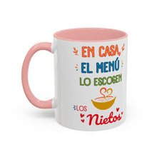 Load image into Gallery viewer, Tacita de café "En Casa, El Menú Lo Escogen Los Nietos". 11oz
