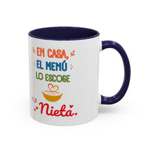 Load image into Gallery viewer, Tacita de café "En casa, el menú lo escoge la nieta". 11oz
