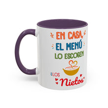 Load image into Gallery viewer, Tacita de café "En Casa, El Menú Lo Escogen Los Nietos". 11oz
