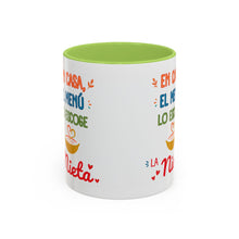 Load image into Gallery viewer, Tacita de café "En casa, el menú lo escoge la nieta". 11oz
