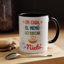 Load image into Gallery viewer, Tacita de café "En casa el menú lo escoge el Nieto". 11oz
