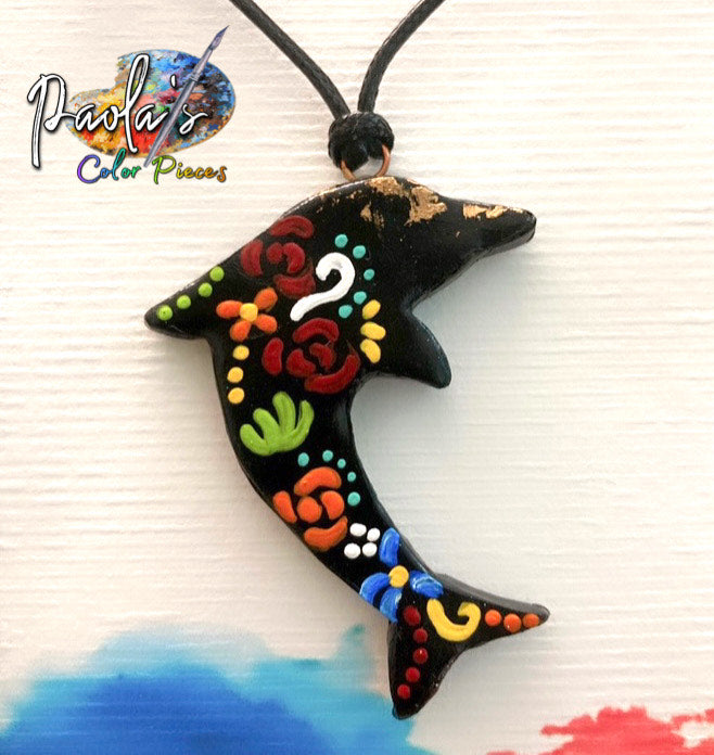 Delphin handpainted necklace 