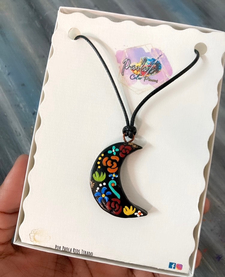 Moon handpainted necklace 