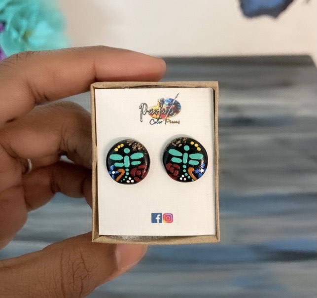 Dragonfly handpainted earrings studs 
