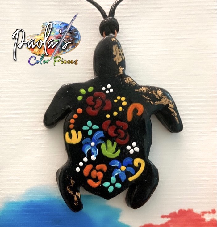 Turtle handpainted necklace 