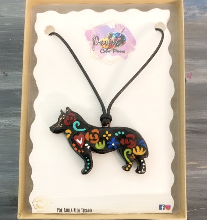 Dog handpainted necklace Siberian Husky 