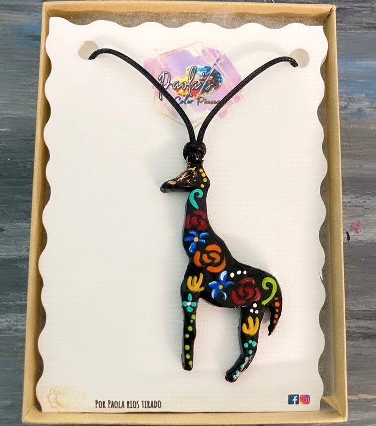 Giraffe handpainted necklace 