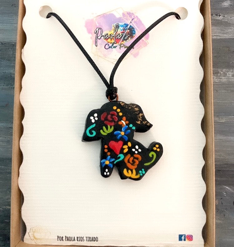 Dog  handpainted necklace 