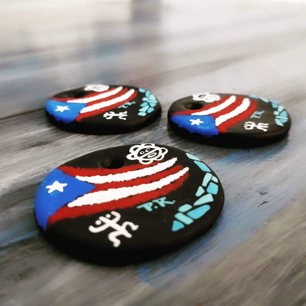 Black Puerto Rico handpainted necklace 