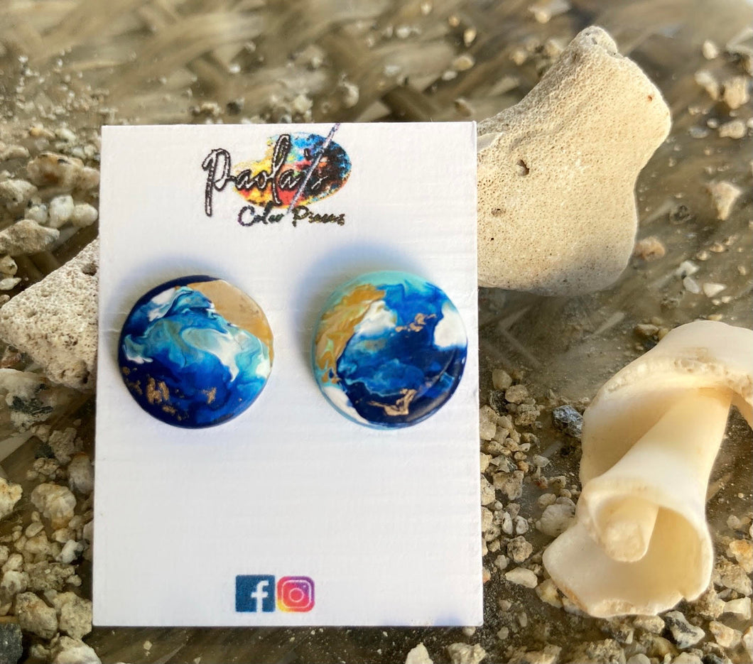 Sea circle earrings studs 