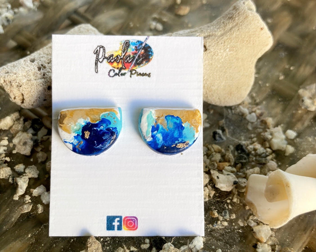Sea semicircle earring studs 