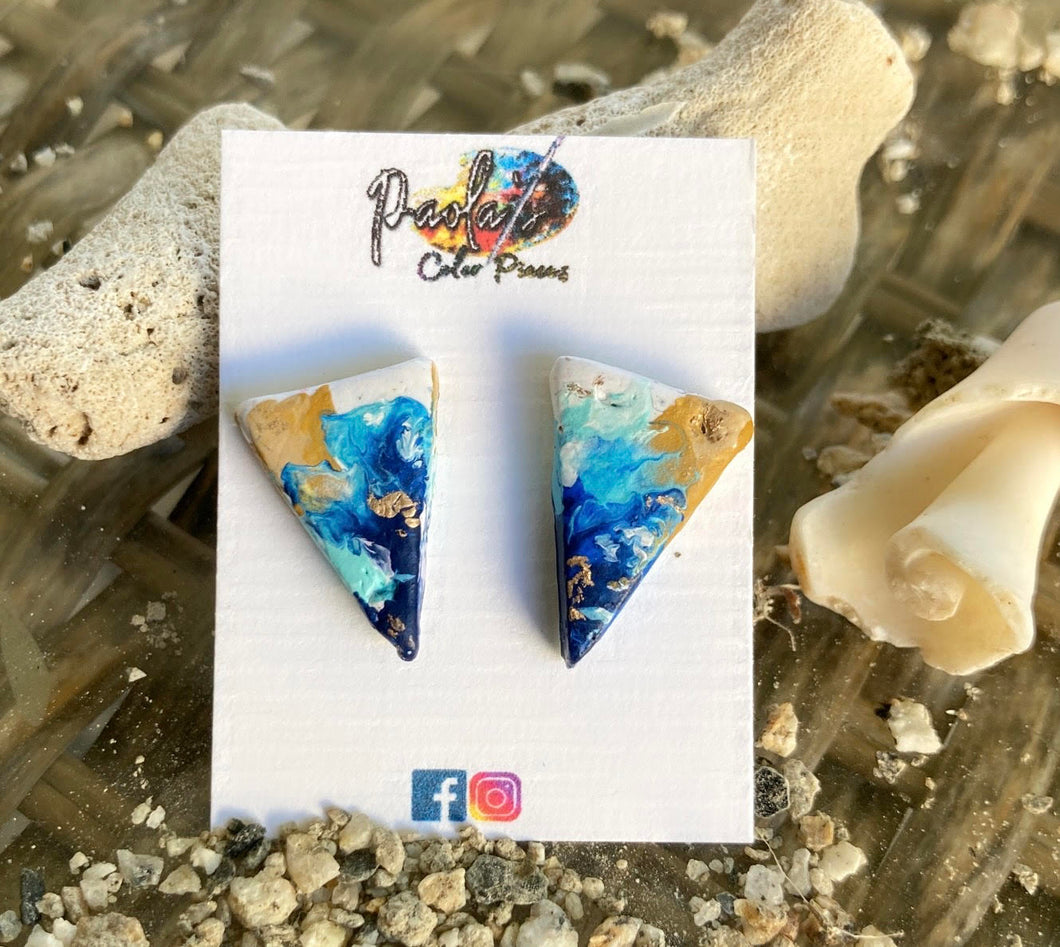 Sea triangle earrings studs 