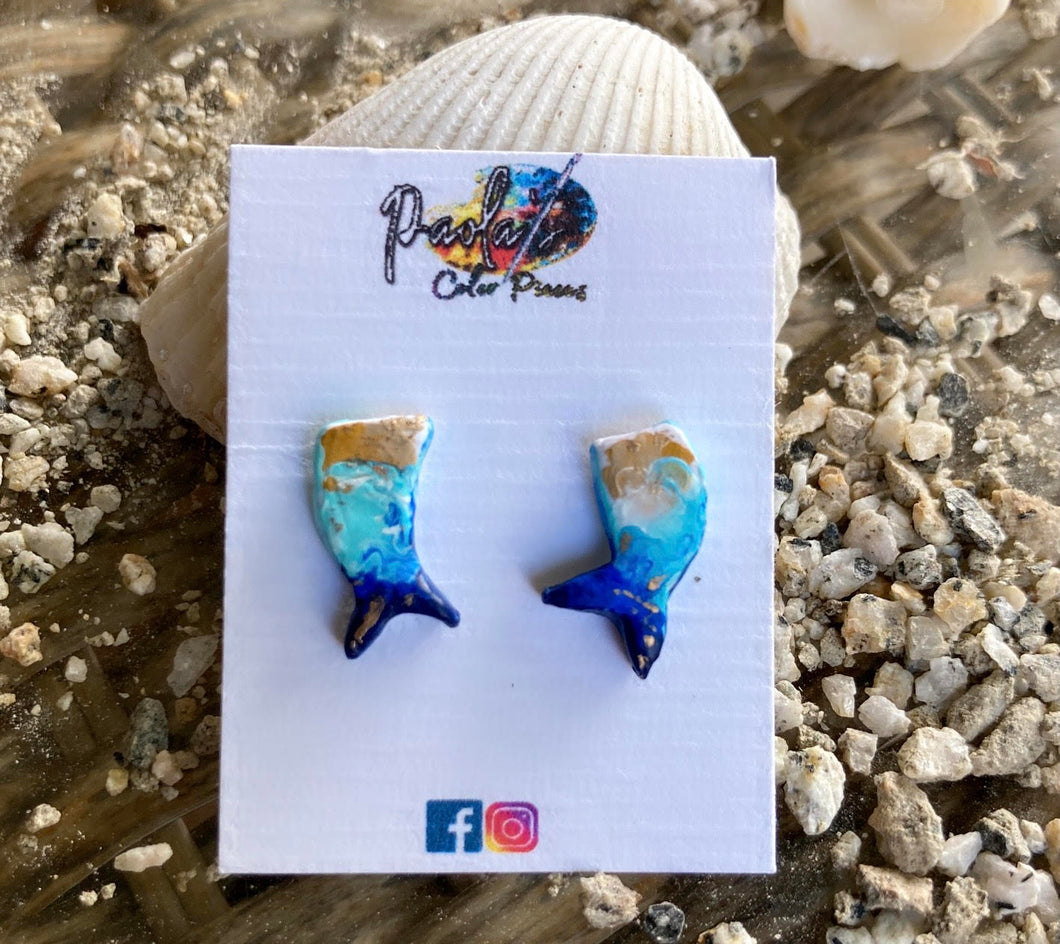 Mermaid tail earrings studs 
