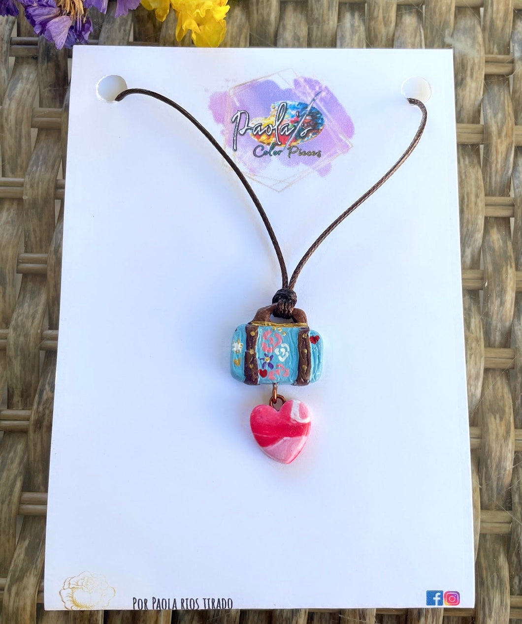 Floral suitcase necklace