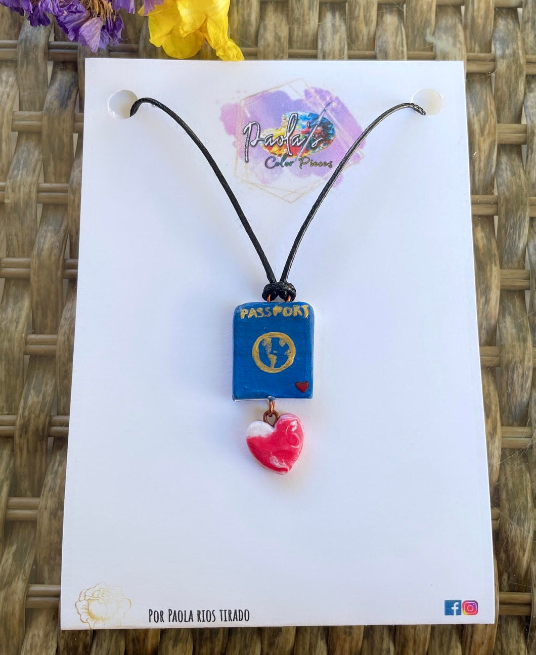 Passport and heart necklace