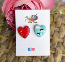 Load image into Gallery viewer, Sky and heart earrings studs
