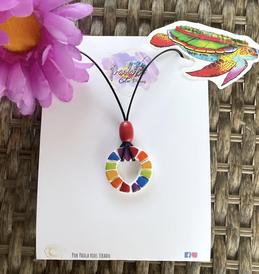 Pride heart wheel necklace