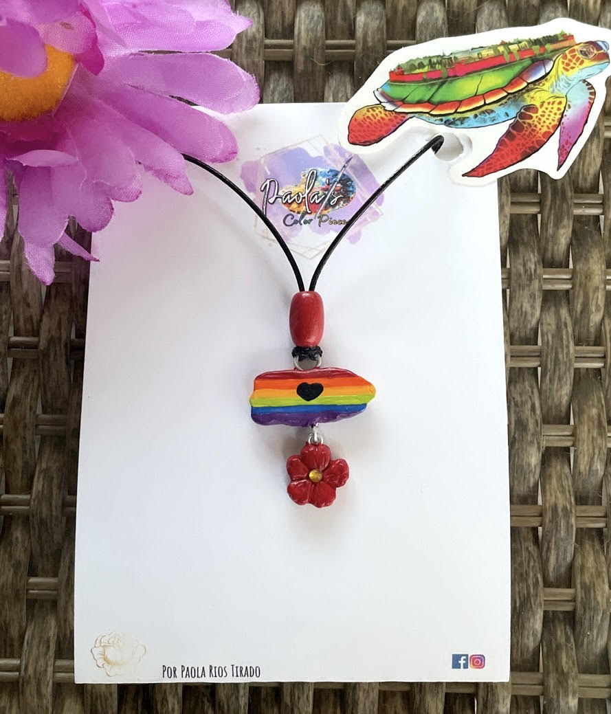 Puerto Rico pride flag necklace