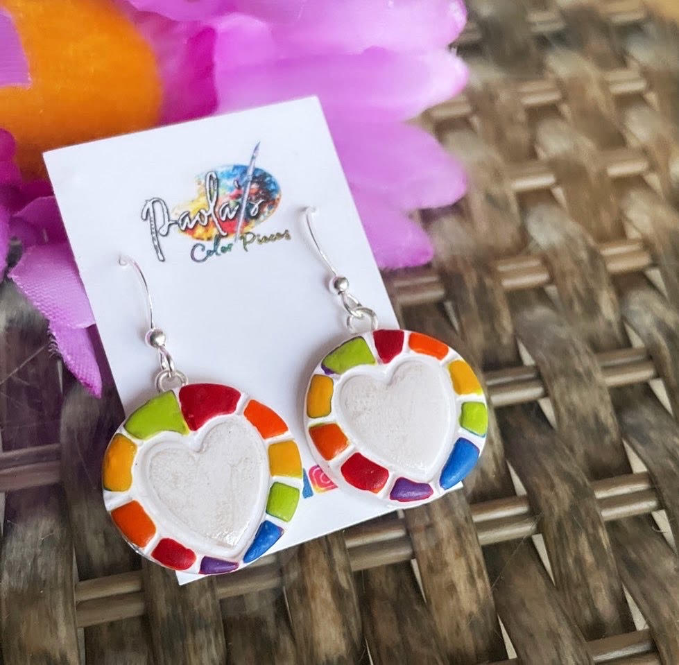 Pride heart wheel dangle earrings
