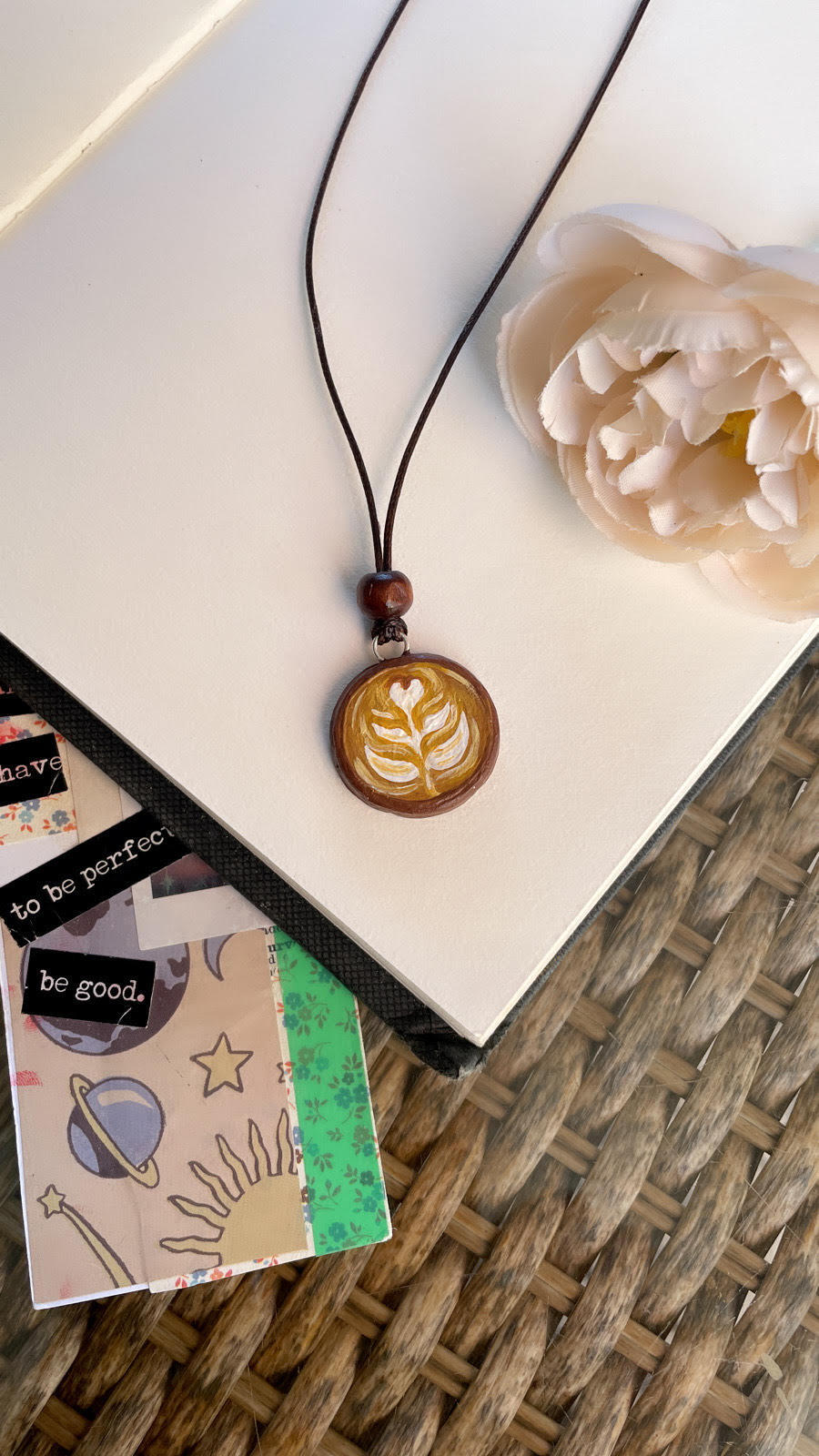 Barista coffee cup necklace.