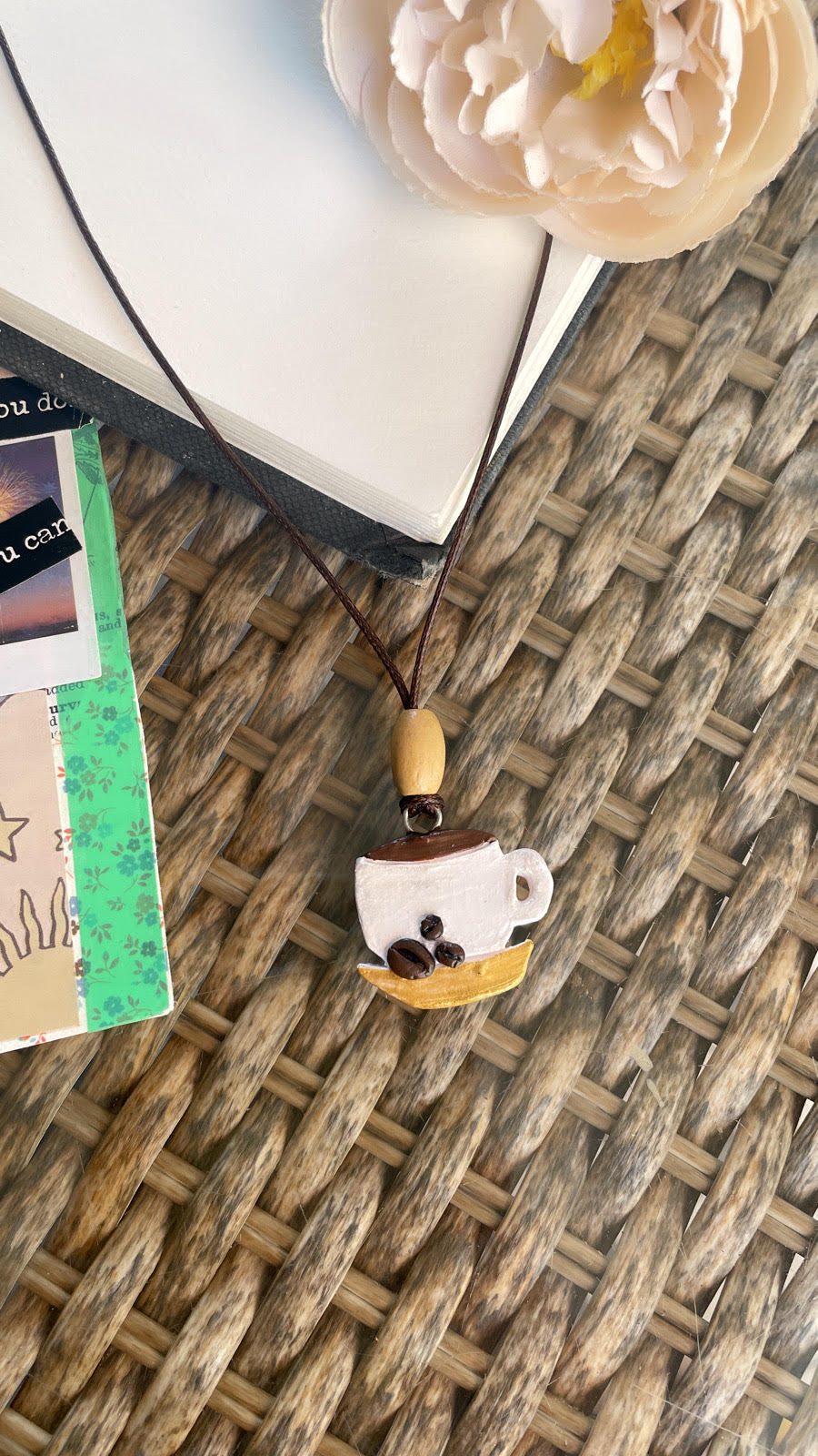 Coffee beans cup necklace.