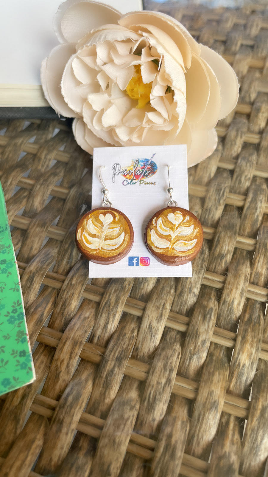 Barista coffee dangle earrings.