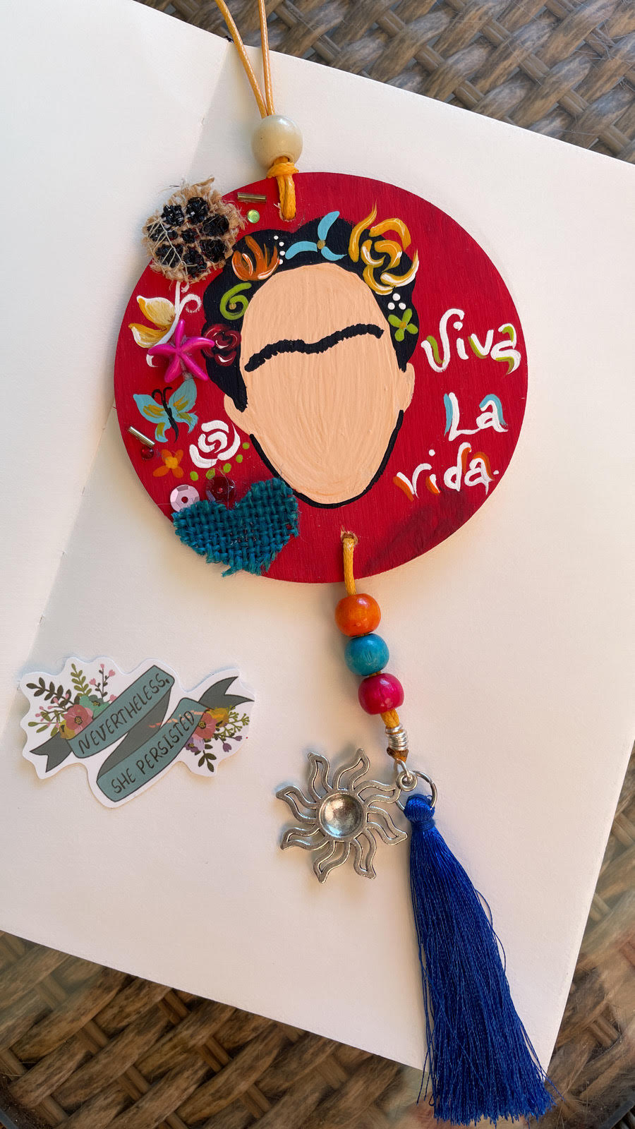 Frida Kahlo red car charm.