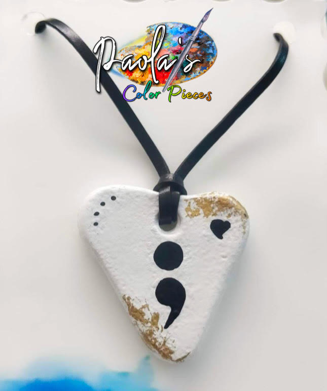Semicolon handpainted necklace 